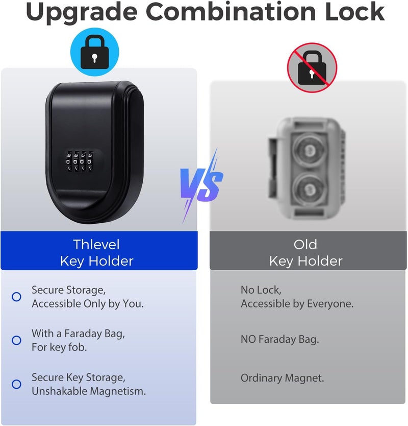 Thlevel Magnetic Key Holder Box Hide A Key Under Car with Combination Lock with Strong Magnet for Storage Key Indoors, Outdoors Outside - Image 2
